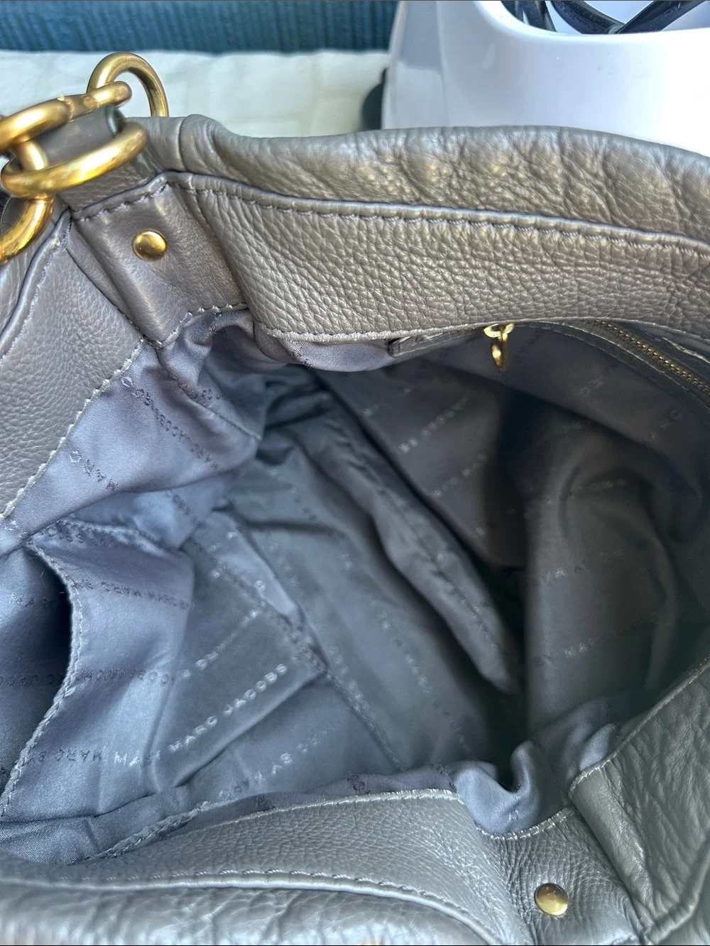 Marc Jacobs Pebbled Gray Leather Hobo